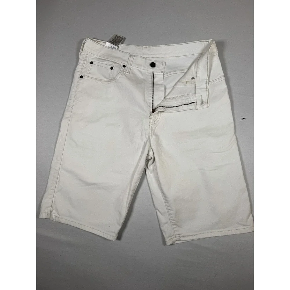 Levis 569 Shorts Mens 32 White Denim Relaxed Fit Bermuda 5 Pocket Zip Fly Casual